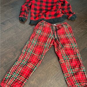 Plaid and fleece Red and Black women  Pajamas set xs